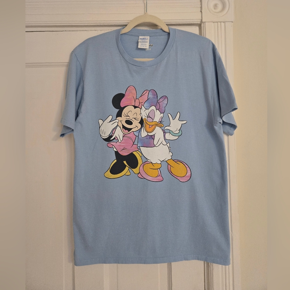 Disney Minnie Mouse and Daisy Duck Baby Blue T Shirt Women's Medium Best Friends